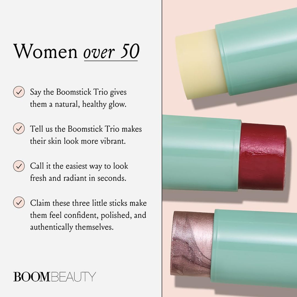 Boomstick Color® All-in-One Cream Blush for Cheeks, Eyes & Lips, Berry | Long Wearing, Blendable Makeup Stick for Mature Skin, Cruelty Free Lip Cheek Tint with Skincare Benefits, Cindy Joseph