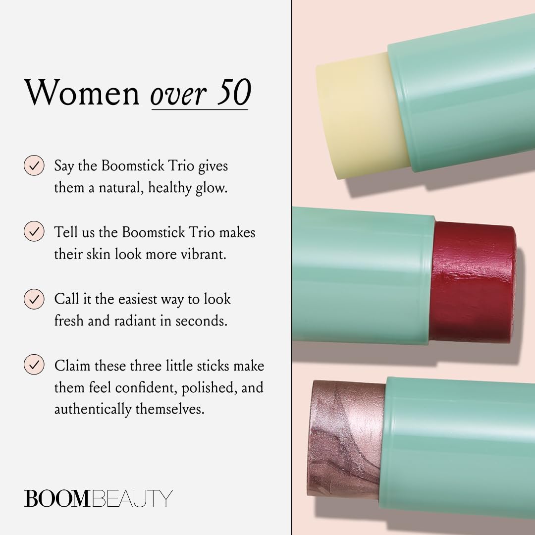 Boomstick Color® All-in-One Cream Blush for Cheeks, Eyes & Lips, Berry | Long Wearing, Blendable Makeup Stick for Mature Skin, Cruelty Free Lip Cheek Tint with Skincare Benefits, Cindy Joseph