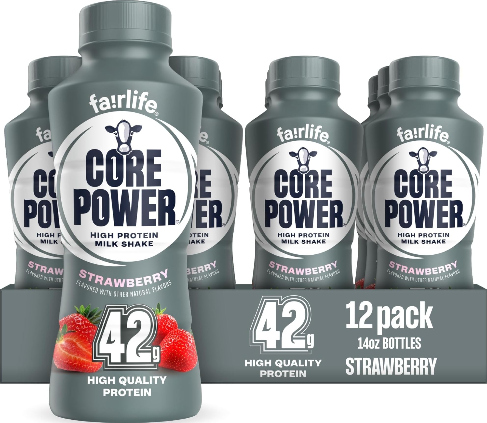 Core Power Elite High Protein Shake, Vanilla, 42g Bottle, 14oz, 12 Pack