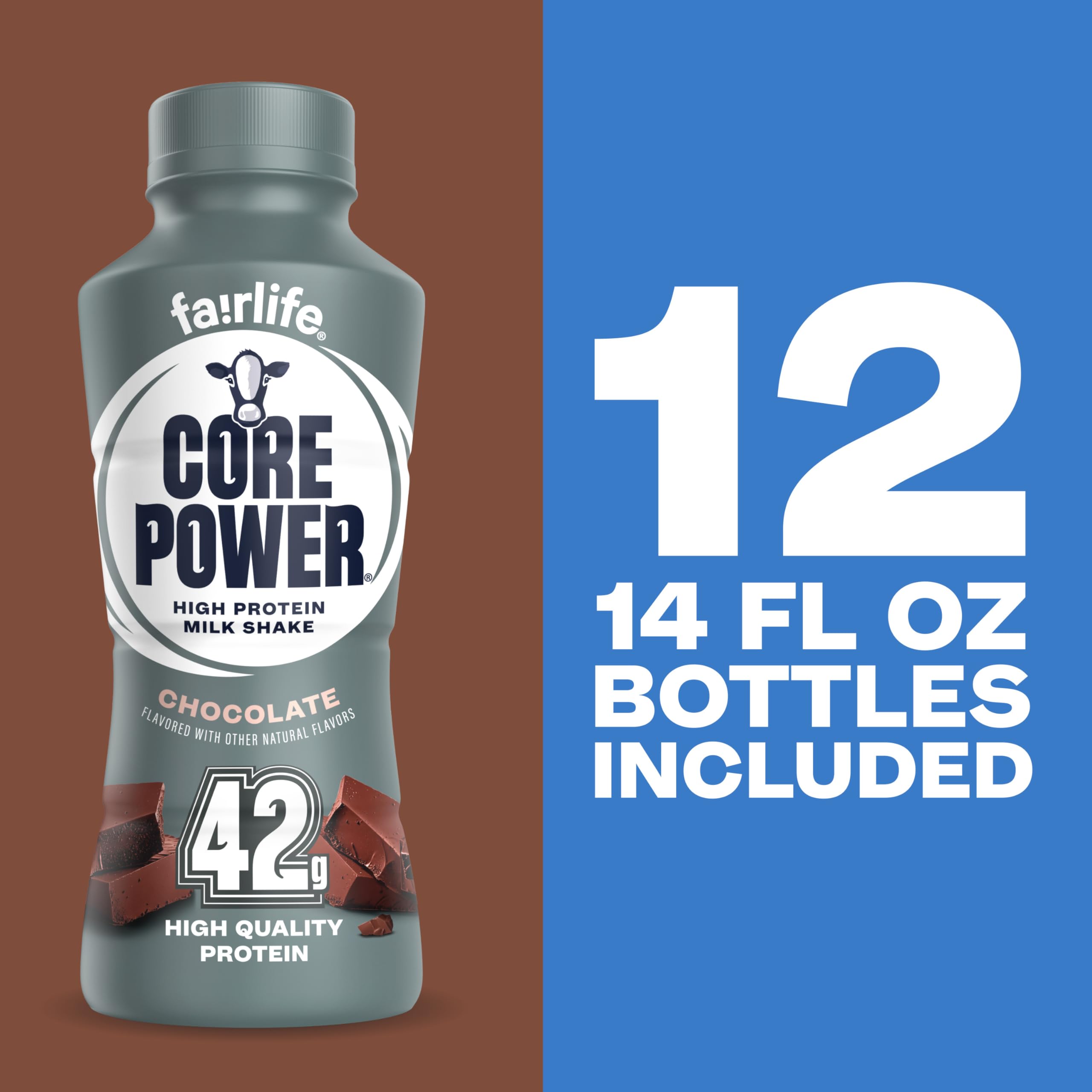Core Power Elite High Protein Shake, Vanilla, 42g Bottle, 14oz, 12 Pack