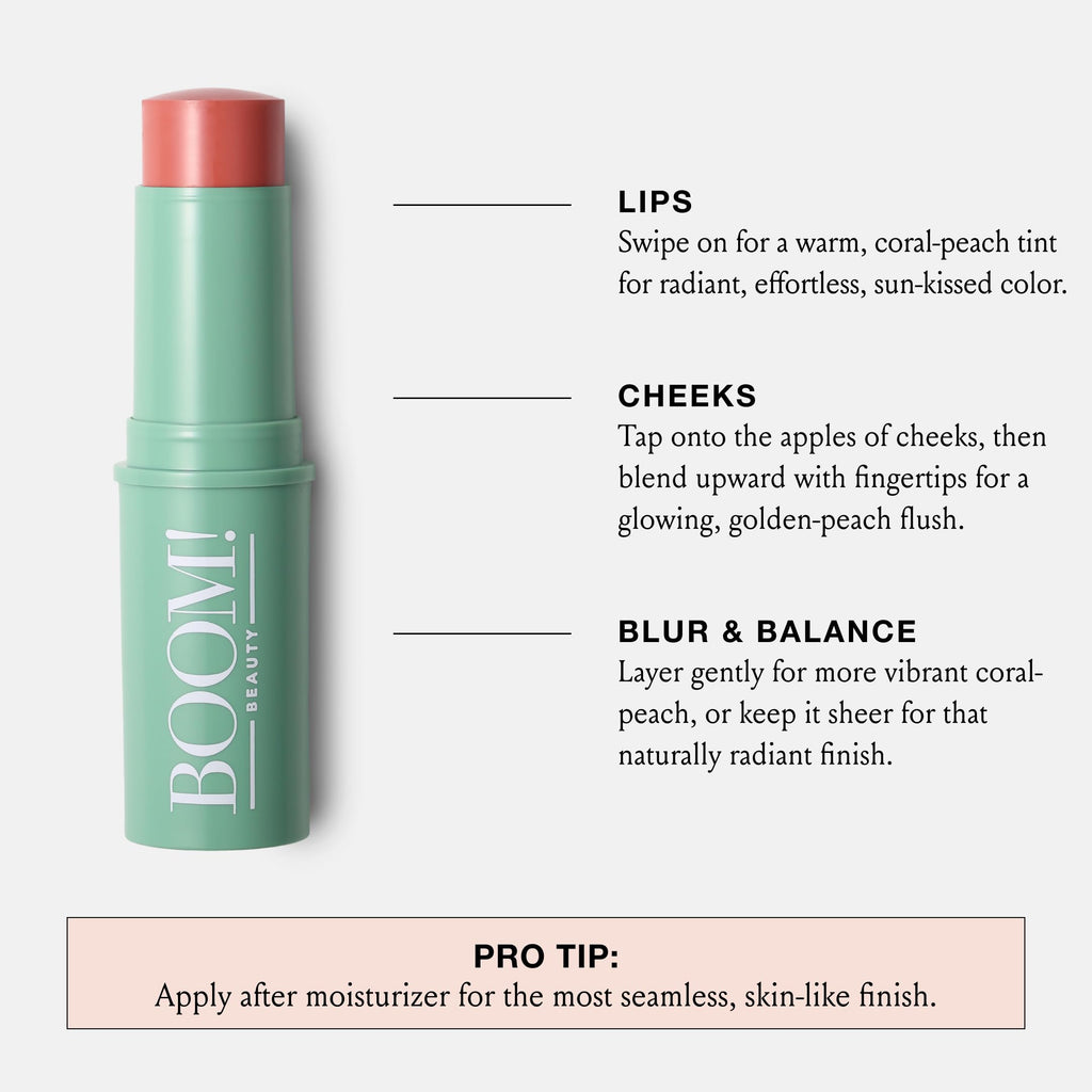 Boomstick Color® All-in-One Cream Blush for Cheeks, Eyes & Lips, Berry | Long Wearing, Blendable Makeup Stick for Mature Skin, Cruelty Free Lip Cheek Tint with Skincare Benefits, Cindy Joseph