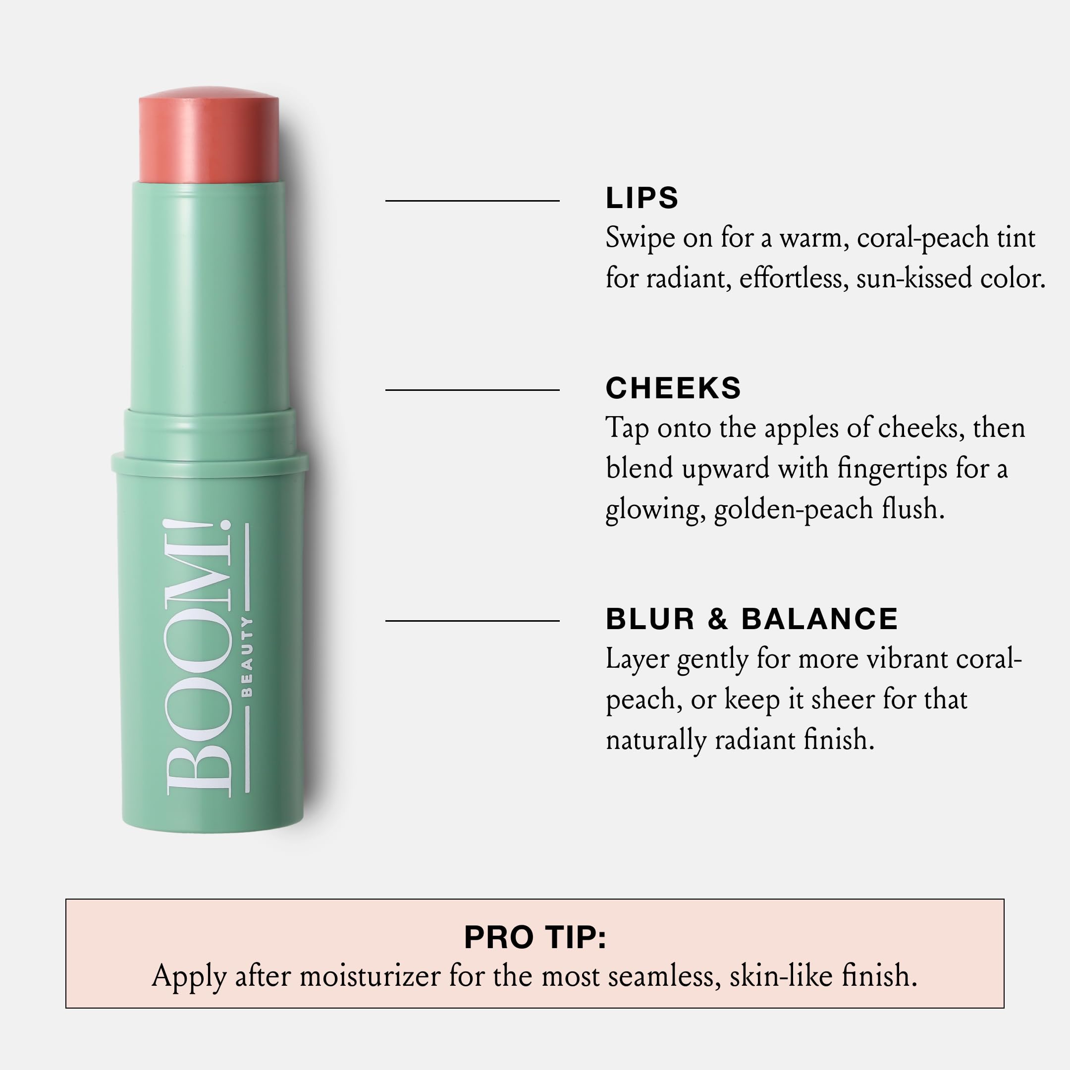 Boomstick Color® All-in-One Cream Blush for Cheeks, Eyes & Lips, Berry | Long Wearing, Blendable Makeup Stick for Mature Skin, Cruelty Free Lip Cheek Tint with Skincare Benefits, Cindy Joseph