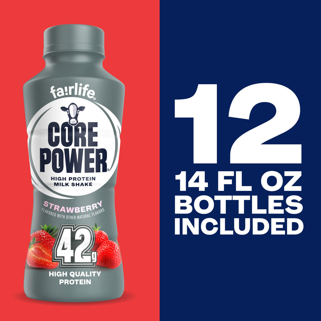 Core Power Elite High Protein Shake, Vanilla, 42g Bottle, 14oz, 12 Pack