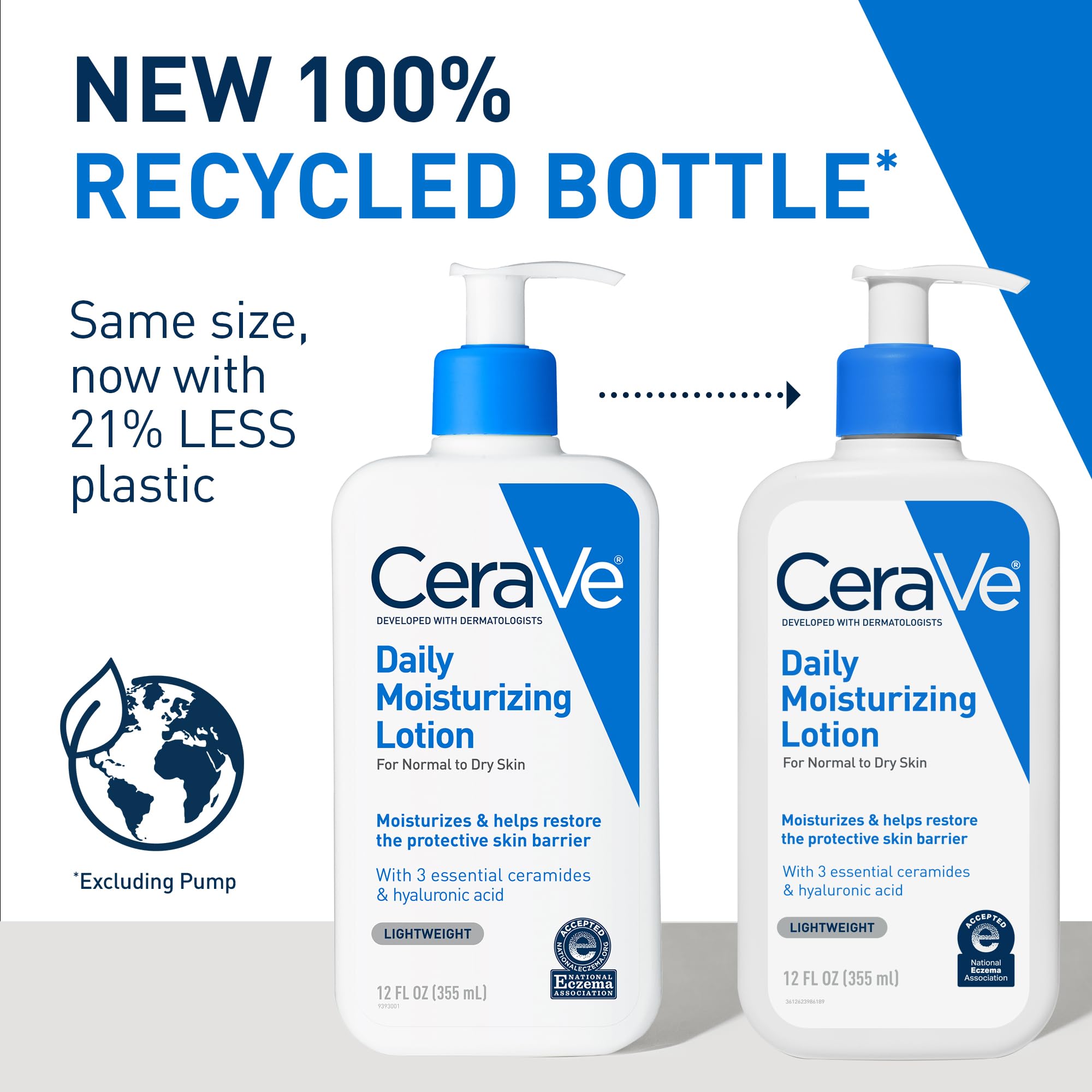 CeraVe Daily Moisturizing Lotion for Dry Skin, Body Lotion & Face Moisturizer with Hyaluronic Acid and Ceramides, Daily Moisturizer, Fragrance Free, Oil-Free, 19 Ounce
