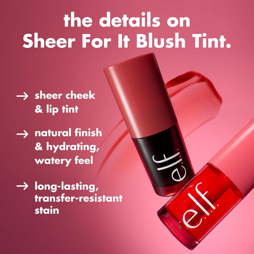 e.l.f. Sheer For It Blush Tint, Pink Positive | Multi-Use, Long-Lasting Lip & Cheek Makeup, Creates A Natural Flush Finish, Vegan & Cruelty-Free
