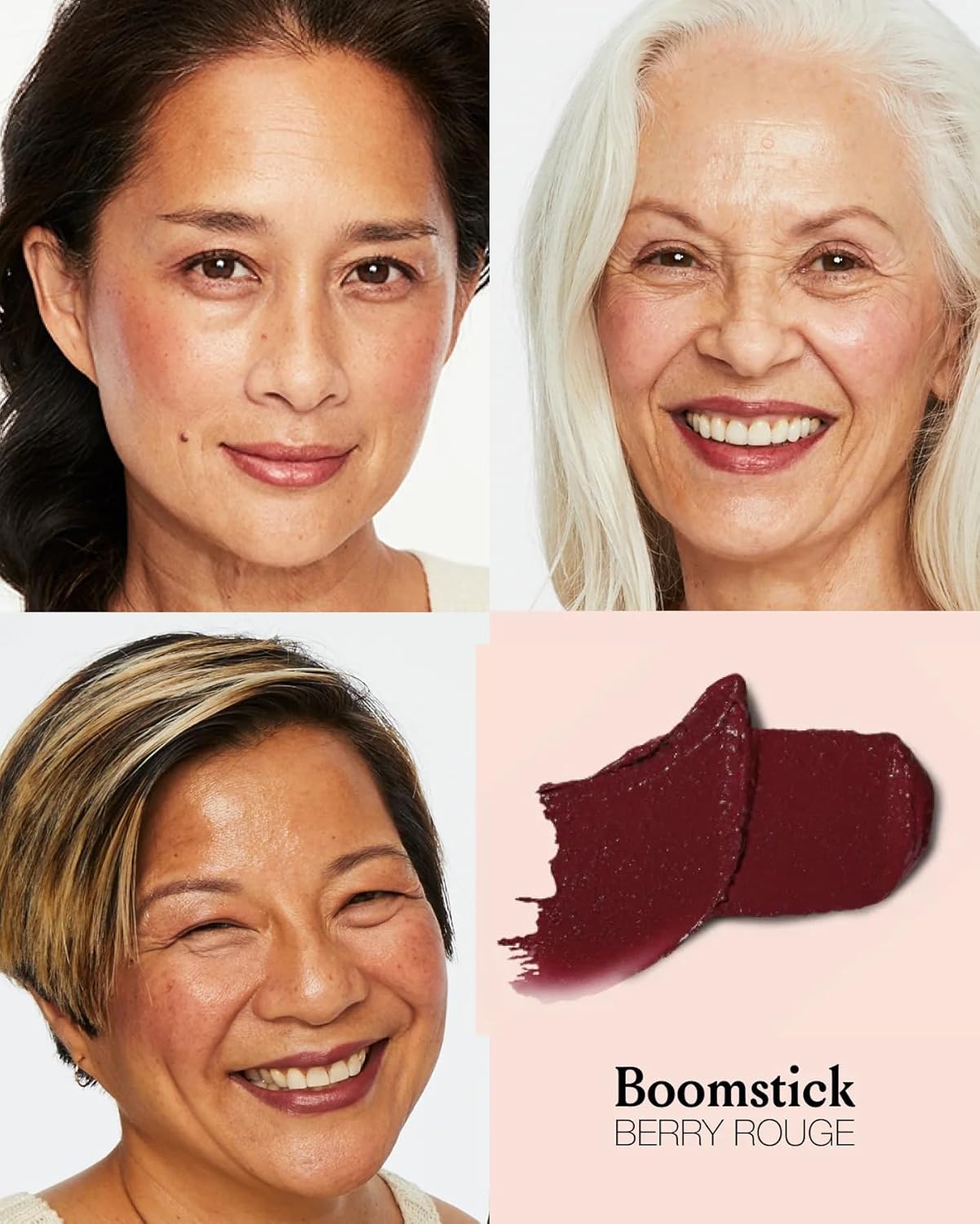 Boomstick Color® All-in-One Cream Blush for Cheeks, Eyes & Lips, Berry | Long Wearing, Blendable Makeup Stick for Mature Skin, Cruelty Free Lip Cheek Tint with Skincare Benefits, Cindy Joseph