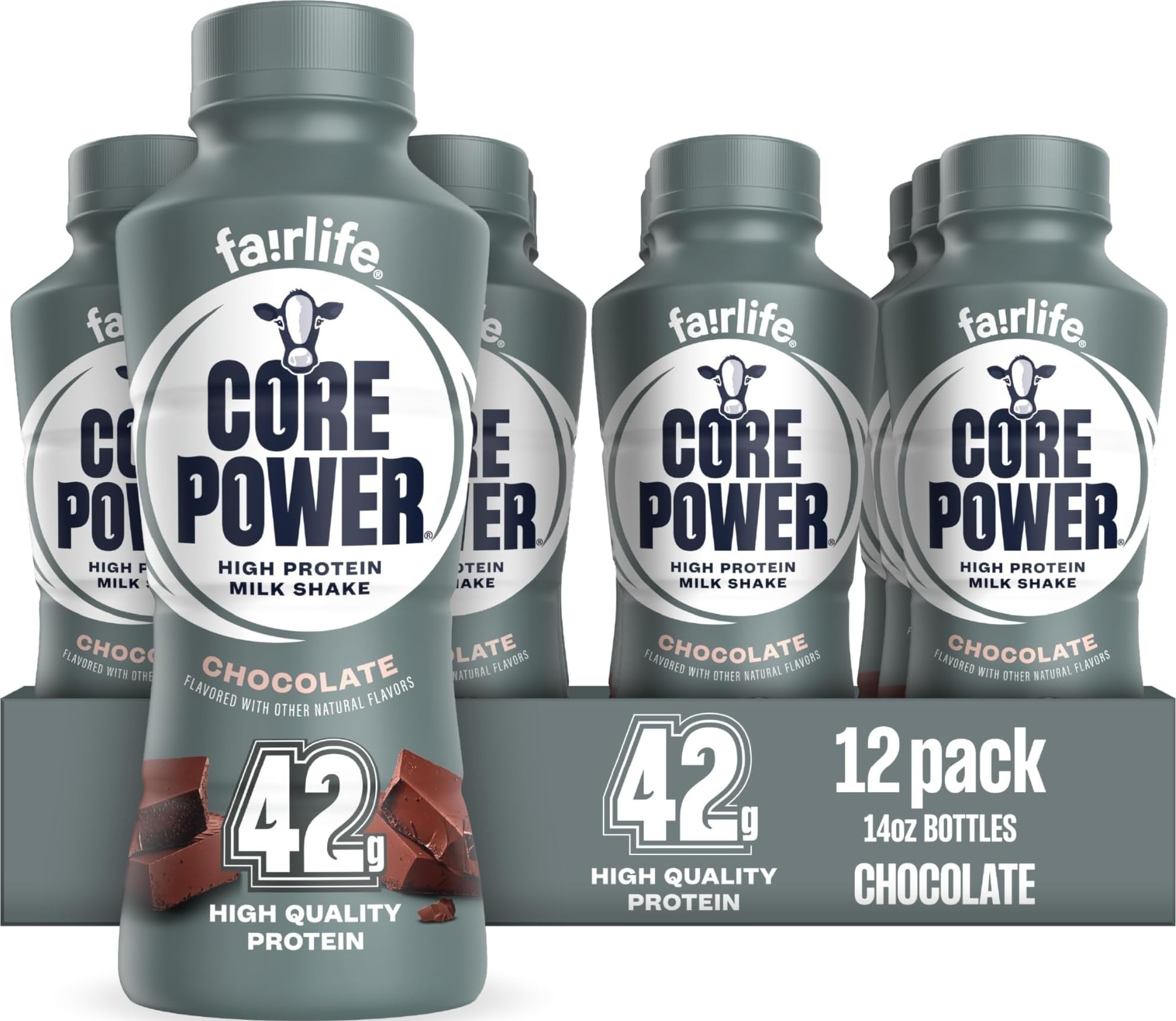 Core Power Elite High Protein Shake, Vanilla, 42g Bottle, 14oz, 12 Pack