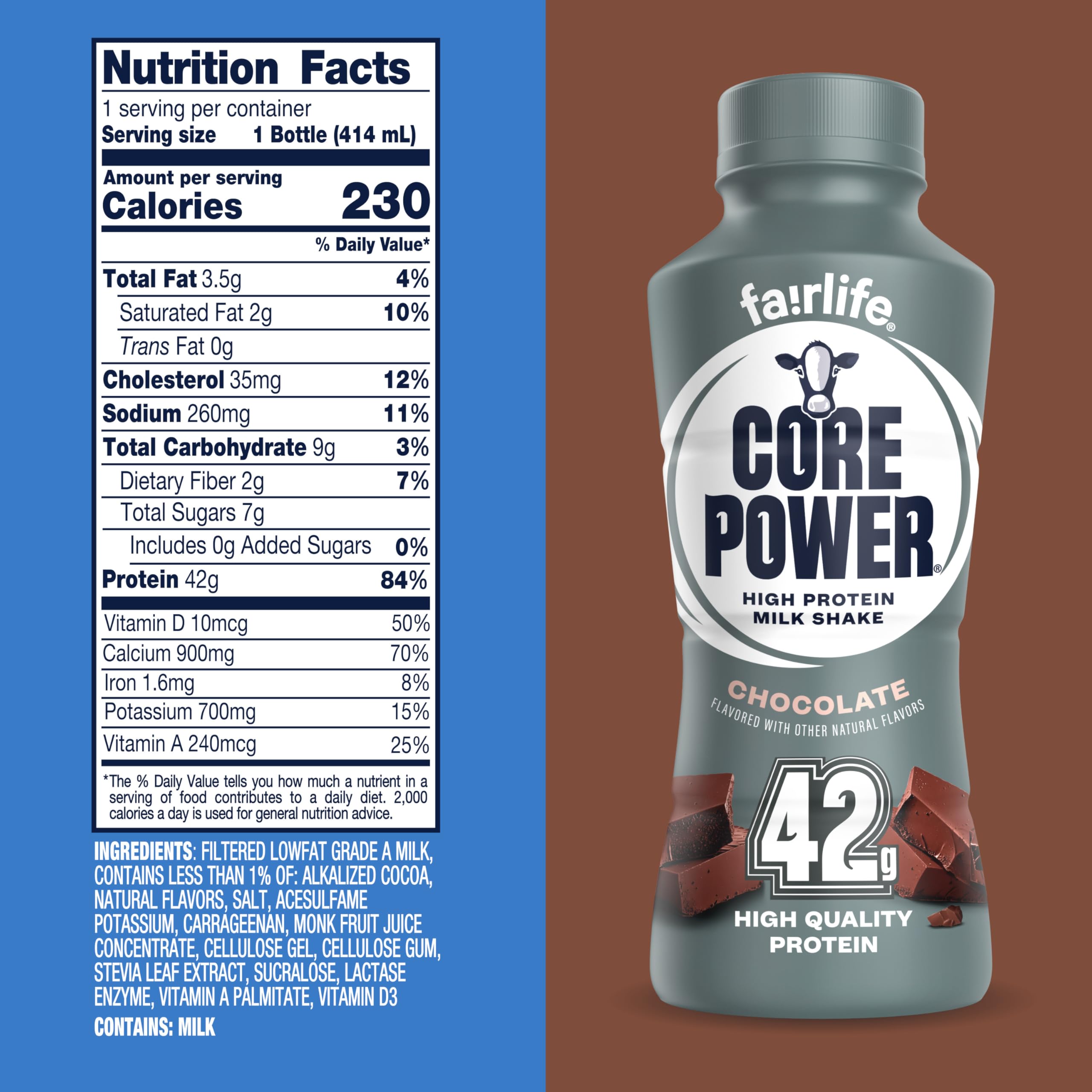 Core Power Elite High Protein Shake, Vanilla, 42g Bottle, 14oz, 12 Pack
