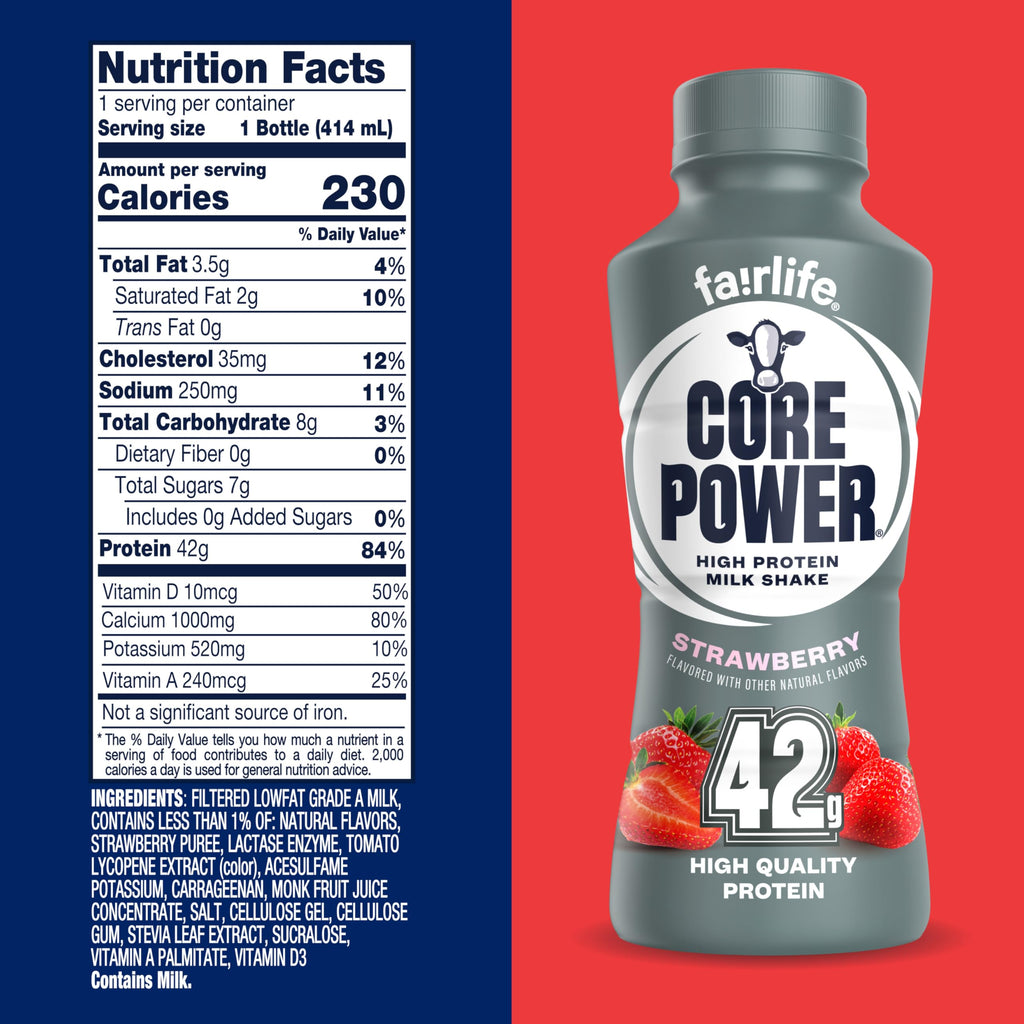 Core Power Elite High Protein Shake, Vanilla, 42g Bottle, 14oz, 12 Pack