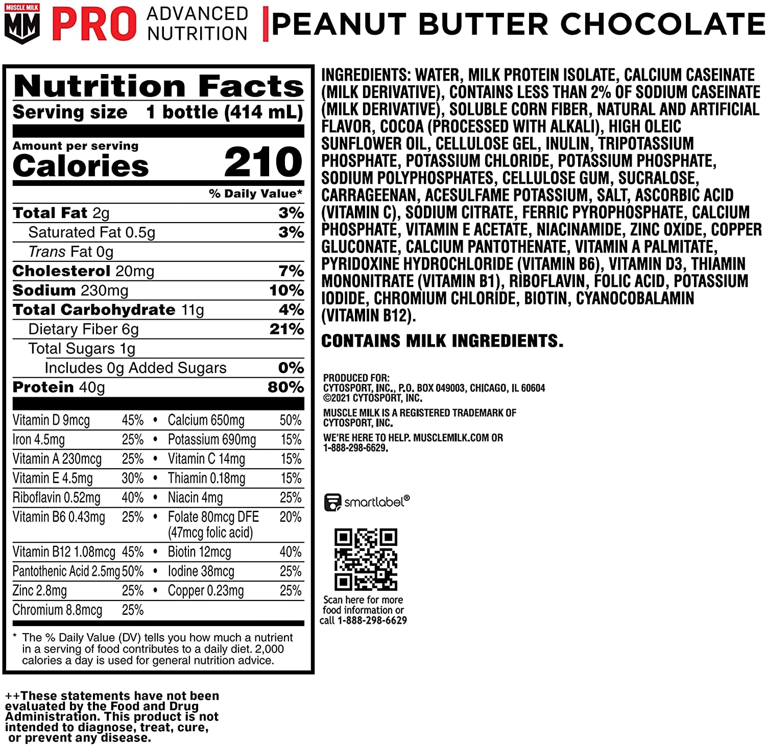 Muscle Milk Pro Advanced Nutrition Protein Shake, Knockout Chocolate, 14 Fl Oz Bottle, 12 Pack, 40g Protein, 1g Sugar, 16 Vitamins & Minerals, 6g Fiber, Workout Recovery, Packaging May Vary